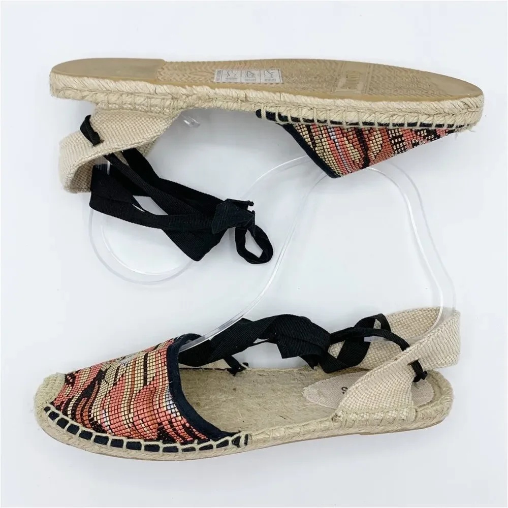 Soludos Colorful Low Heel Lace Up Espadrilles Sz 7I‎